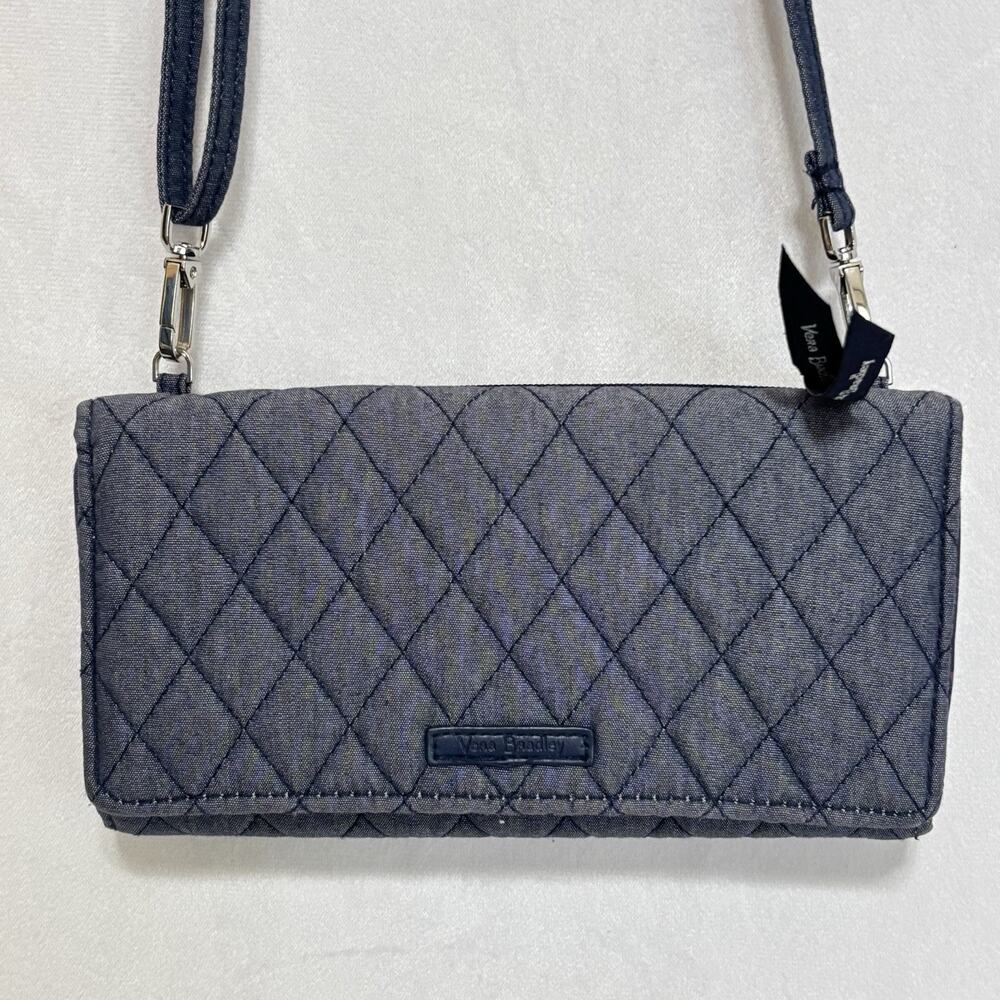 Vera Bradley Crossbody Wristlet Clutch Handbag Purse Denim Quilted